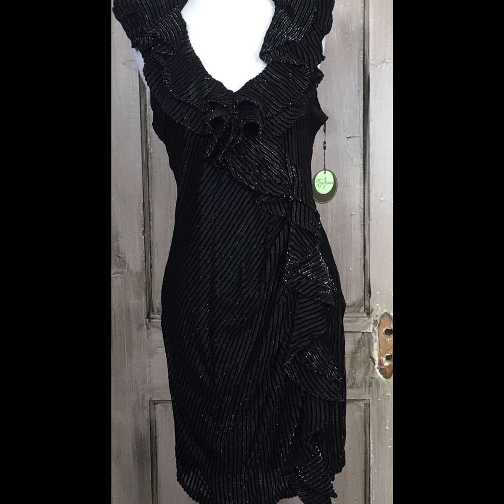 Anthropologie Black Ruffled Midi Dress